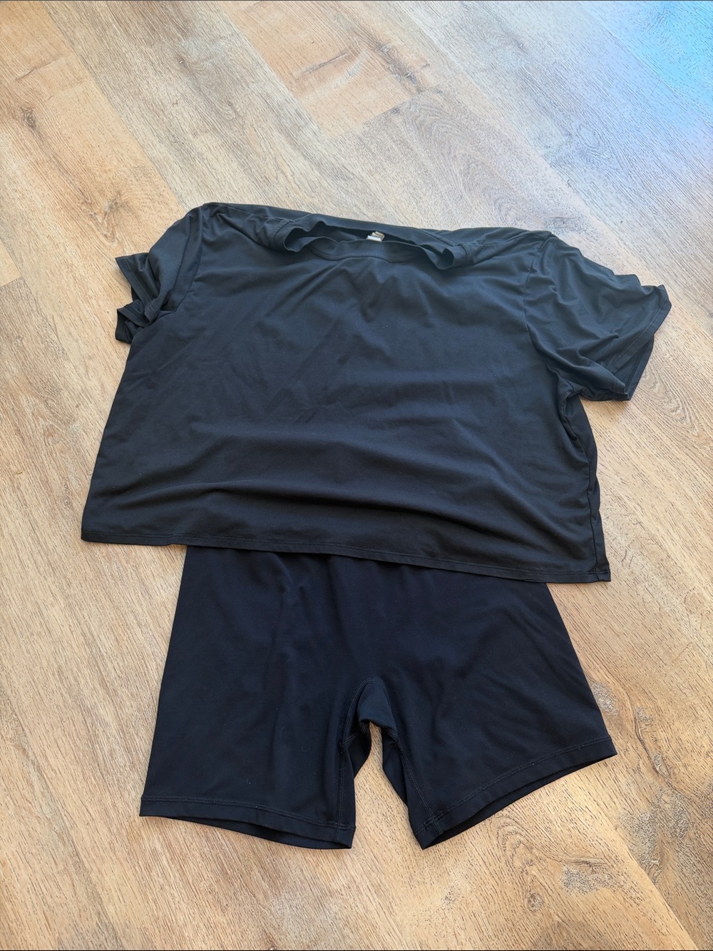 P’tula bike shorts and crop workout top
